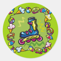 Kids Rollerblade T Shirts and Kids Gifts Round Sticker