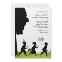 Kids Silhouette Birthday Party Invitation