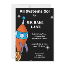 Kids Spaceship  Birthday Invitation