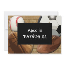Kids Sports All-Star Birthday Custom Invitation