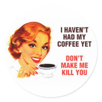Killer Coffee Bad Girl Round Stickers