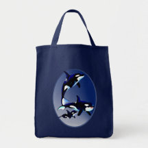 Killer Whale Family Oval Bags