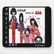 Kimono Divas-Positive Uplifting Asian Art Decor Mouse Pads