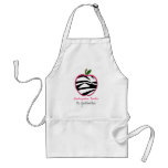 Kindergarten Teacher Apron -  Zebra Print Apple