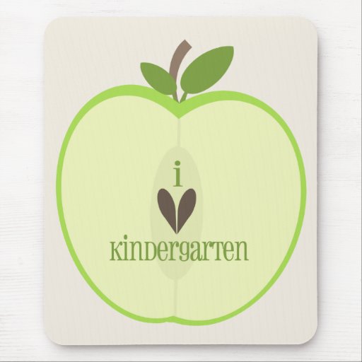 Kindergarten Teacher Mousepad - Green Apple Half