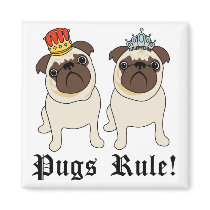 King and Queen Pug Magnets