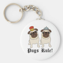 King and Queen Pugs Rule Keychains