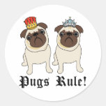 King and Queen Pugs Rule Stickers