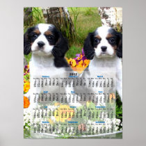 King Charles Spaniel puppies 2012 calendar poster