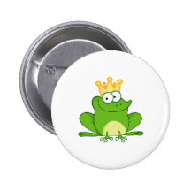 King Frog Frogs Crown Green Cute Cartoon Animal Buttons