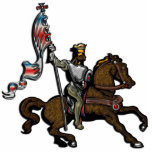 King holding red white and blue banner on Horse Photo Cutouts