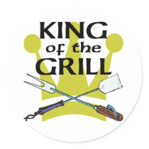 King of the Grill Round Sticker