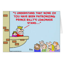king prince lemonade stand card