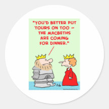 king queen armour macbeths dinner shakespeare round stickers