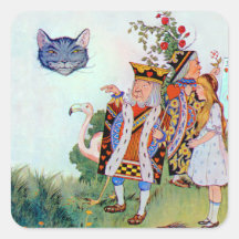 King & Queen of Hearts, Alice & the Cheshire Cat Square Sticker