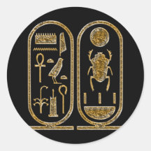 King Tut  Hieroglyphics Round Sticker