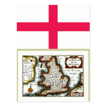 Kingdome of England (Kingdom of England) Map/Flag postcards
