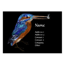 KINGFISHER  MONOGRAM , Electric Blue, Black Business Cards
