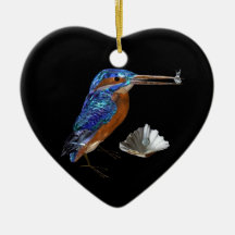 KINGFISHER ,SEASHELLS BLUE SAPPHIRE HEART MONOGRAM CHRISTMAS TREE ORNAMENTS