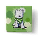 KiniArt Westie Dog Green Dots Pin