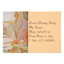 Kirst Looking at Potted Daffodil Custom Invite