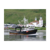 Kirsten Marie passing the City of Unalaska, Alaska Post Cards