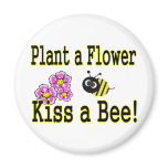 Kiss a bee with pink flowers magnet
