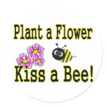Kiss a bee with pink flowers stickers