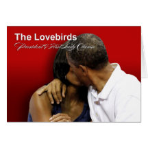 KISS CAM Lovebirds President & First Lady Obama Greeting Cards