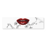 kiss lipstick flower bumper stickers