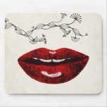 kiss lipstick flower mousepads