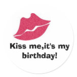Kiss me birthday sticker