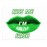 Kiss me green lips postcards