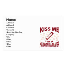 Kiss Me I'm A Harmonica Player Business Cards