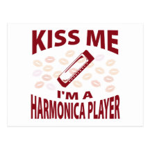 Kiss Me I'm A Harmonica Player Postcards
