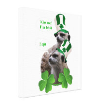 Kiss me I'm a Irish meerkat design Stretched Canvas Prints