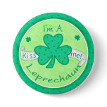 Kiss Me - I'm a Leprechaun Button Badge