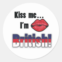 Kiss me I'm British Round Stickers