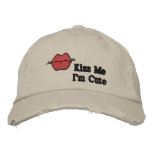 kiss me I'm cute hat embroidered hats