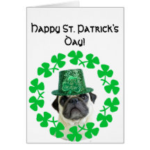 Kiss me i'm Irish pug greeting card
