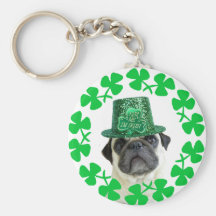 Kiss me i'm Irish pug keychain