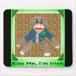 Kiss Me, I'm Irish Sock Monkey mousepads