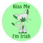 Kiss Me I'm Irish Stickers With Lucky The Cat