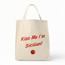 Kiss Me I'm Sicilian Tote Bags