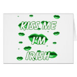 Kiss me multi green lips greeting card