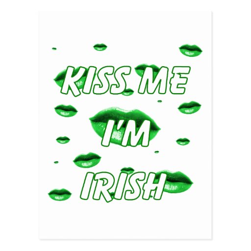 Kiss me multi green lips postcard
