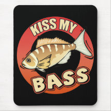 Kiss My Bass Fishing T-shirts Gifts Mousepads