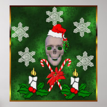 Kiss The Santa Skull Poster