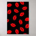 kisses pattern BLACK RED Print