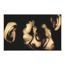 kissing chimps stretched canvas print